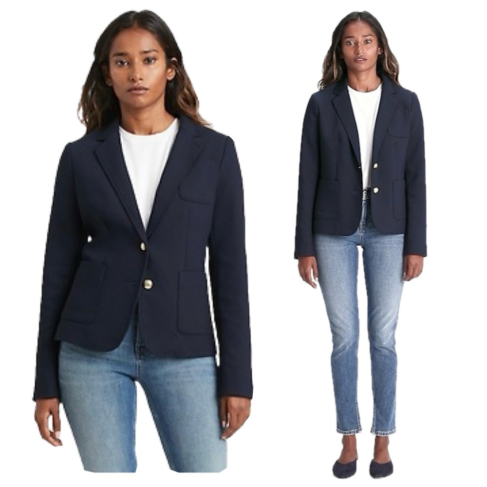 Banana republic classic fit navy blue equestrian riding jacket single breasted 4